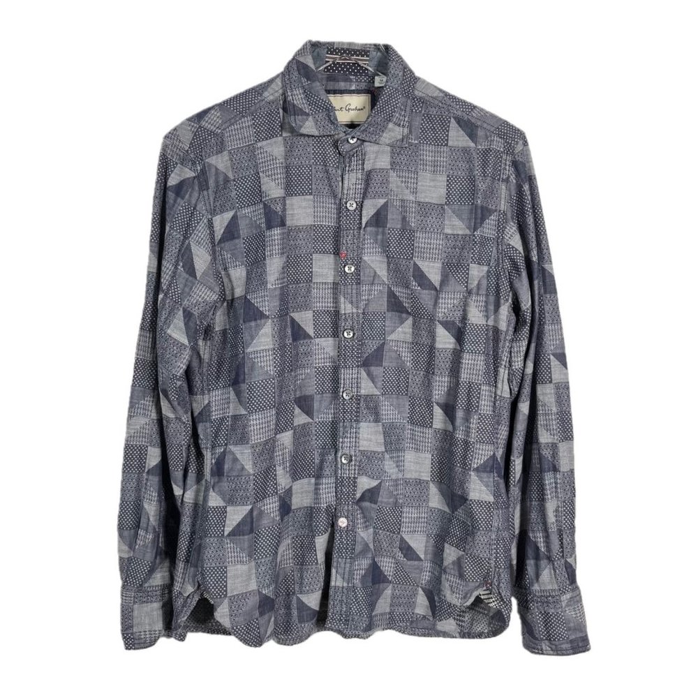 Robert Graham Patchwork Button Front Shirt Size M… - image 1